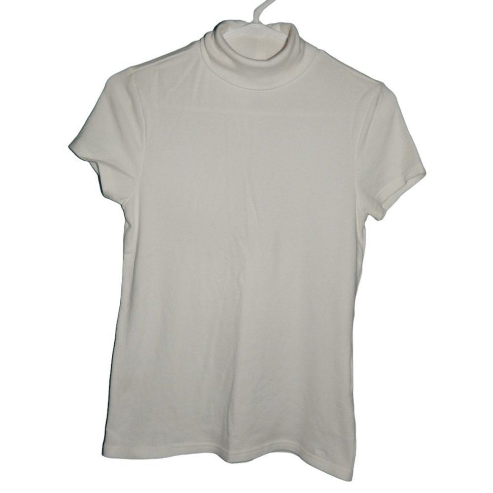 Izod Women’s Small Golf Classix Stretch Cream Turtleneck Short Sleeve Top